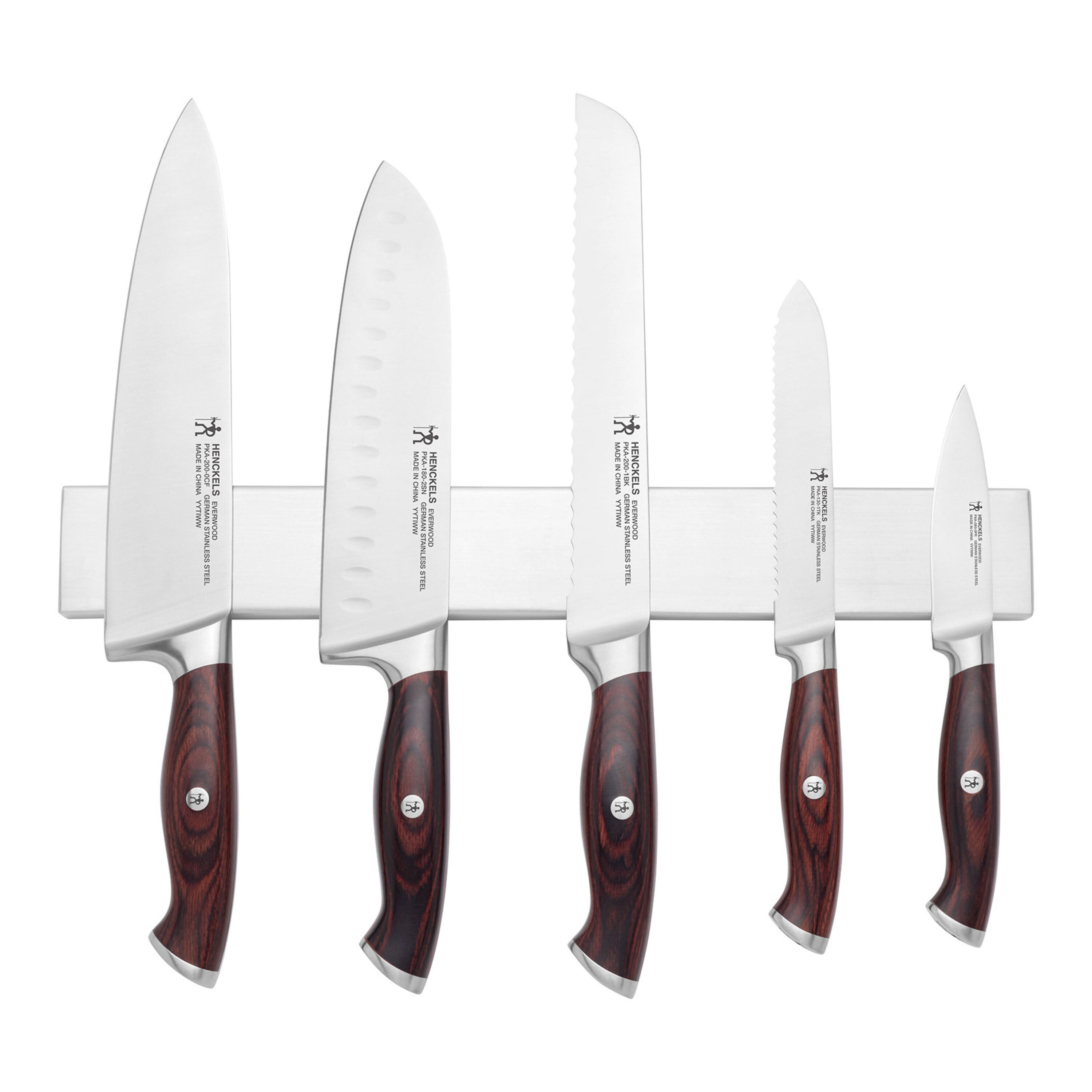 Henckels Pakka 6-pc, Wood Handled Knife Set with Magnetic Wall Mount