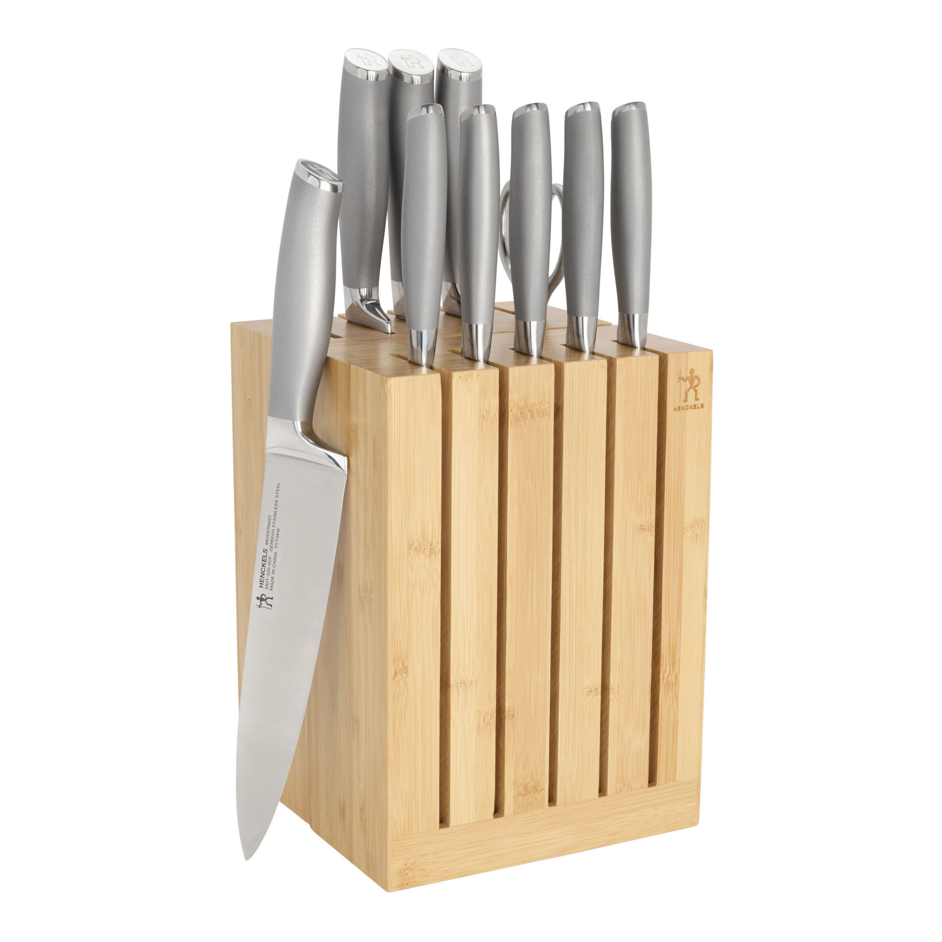 Henckels Modernist 11-pc, Stainless Steel Knife Block Set with Adjustable Storage