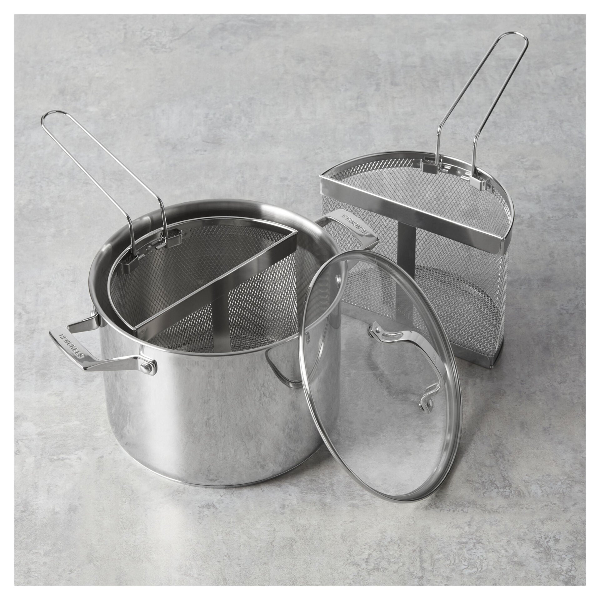 8.45 qt, Stainless Steel, Pasta Pot With Colander Baskets,,large