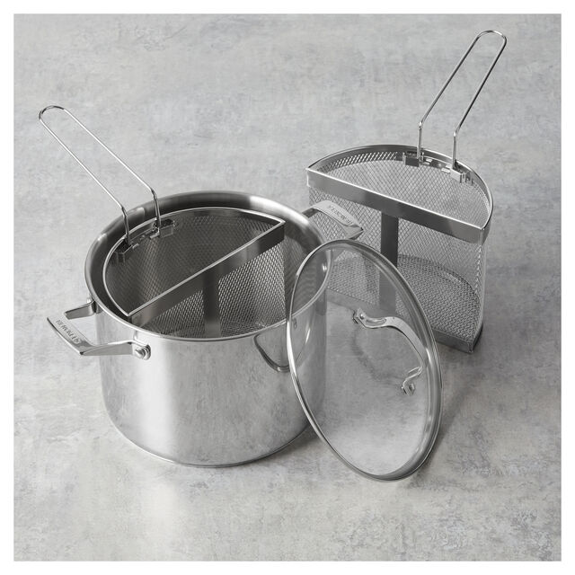 8.45 qt, Stainless Steel, Pasta Pot With Colander Baskets,,large