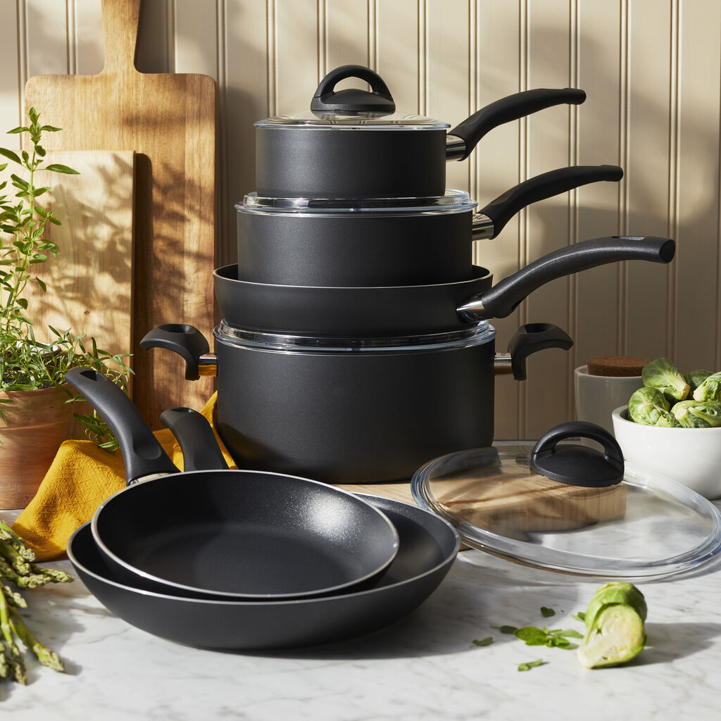 10 Piece aluminum Cookware Set - Black,,large