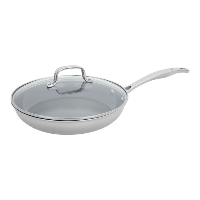 2-pc, Stainless Steel, Ceramic Nonstick Frying Pan With Lid,,large