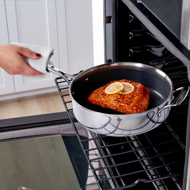 4 qt, Stainless Steel, Hybrid Ceramic Saute Pan With Lid,,large