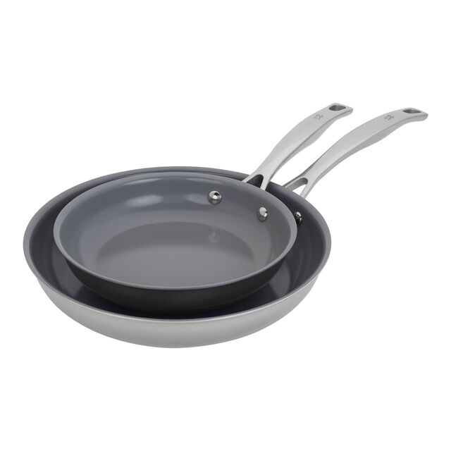 2-pc, Stainless Steel, Ceramic Nonstick Frying Pan Set,,large
