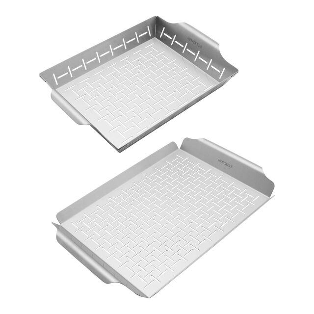 2-pc, Stainless Steel, Grill Topper And Basket Set,,large