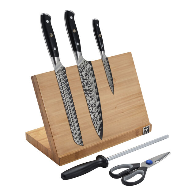 6-pc, Damascus Steel Knife Set w/Magnetic Easel,,large
