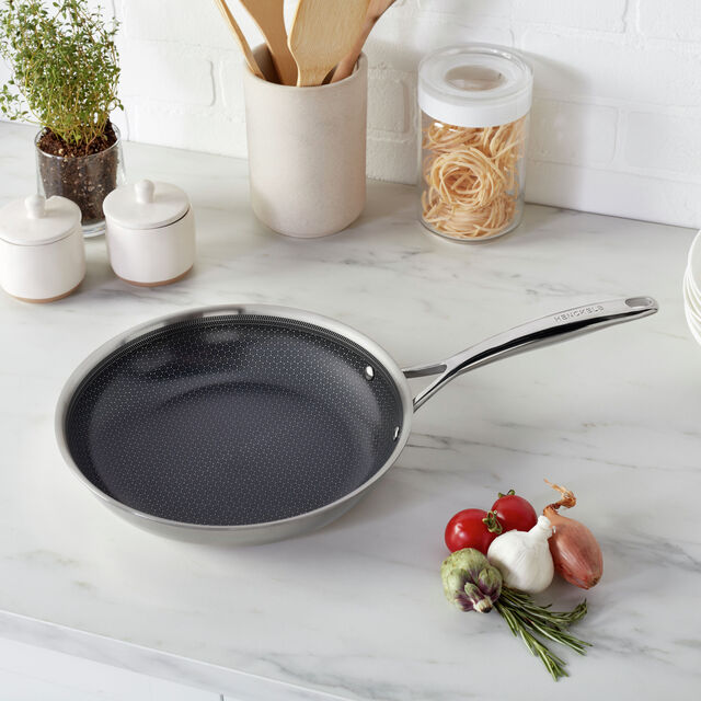 10.00 inch, Stainless Steel, Ceramic Hybrid Frying Pan,,large