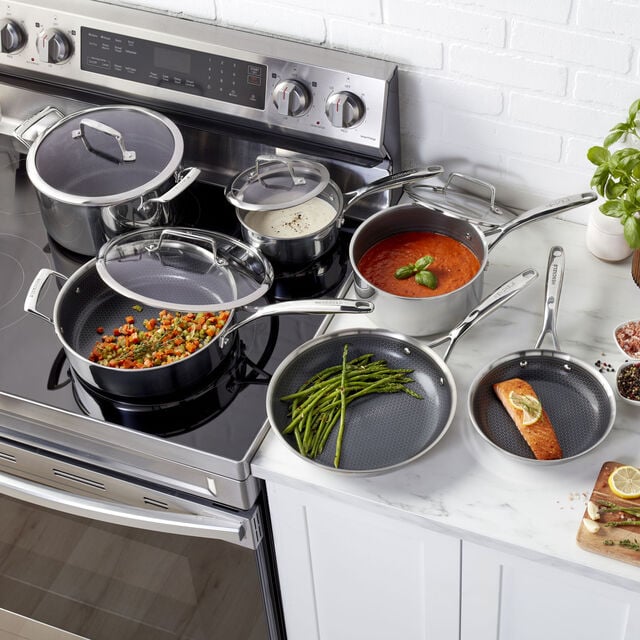 10-pc, Stainless Steel, Ceramic Hybrid Cookware Set,,large