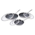 6-pc, Stainless Steel, Ceramic Hybrid Frying Pan Set With Lids,,large
