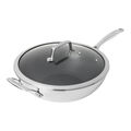 12-inch, Stainless Steel, Ceramic Hybrid Wok With Lid, Silver,,large