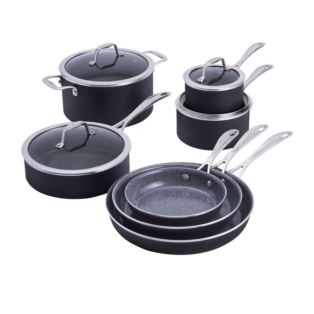 Cookware set grey 11 Piece, aluminum,,large