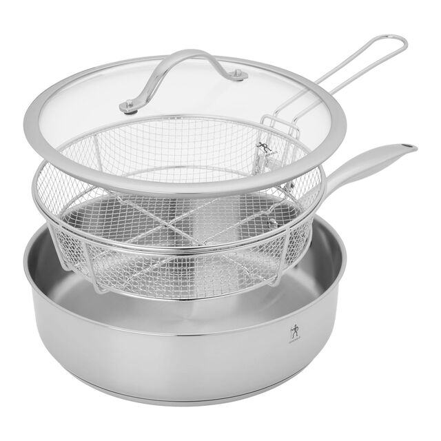 5.75 qt, Stainless Steel, Saute Pan And Deep Fryer With Lid,,large