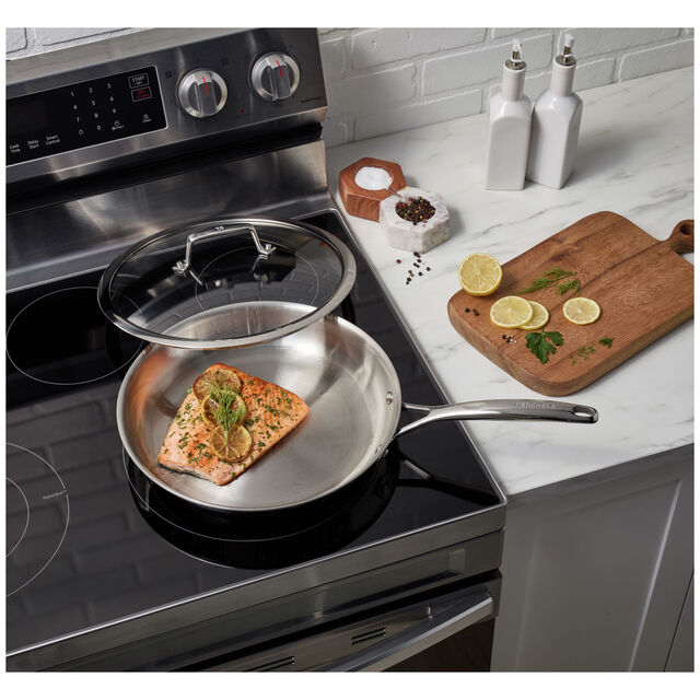 12.00 inch, Stainless Steel, Frying Pan With Lid,,large