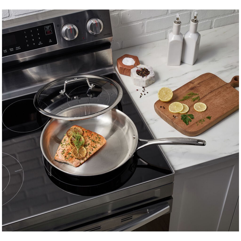 12.00 inch, Stainless Steel, Frying Pan With Lid,,large