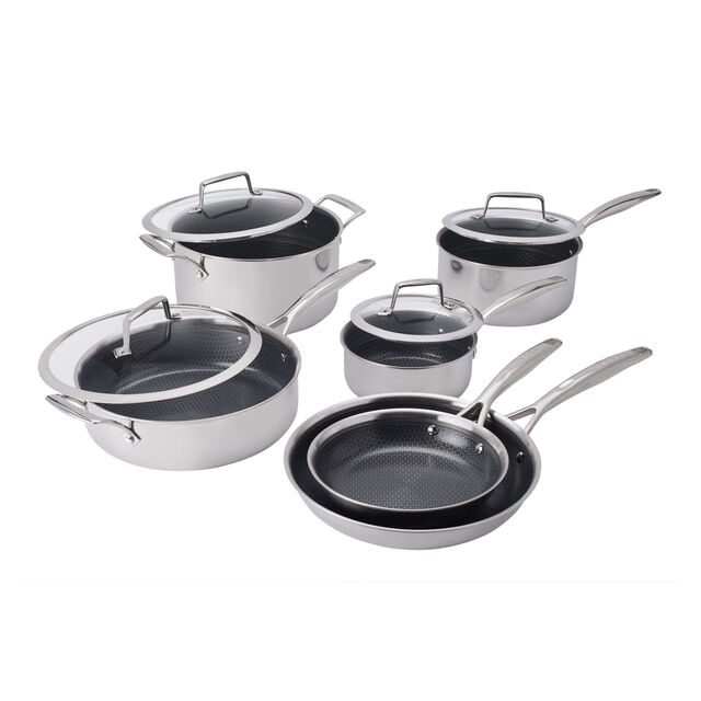 10-pc, Stainless Steel, Ceramic Hybrid Cookware Set,,large