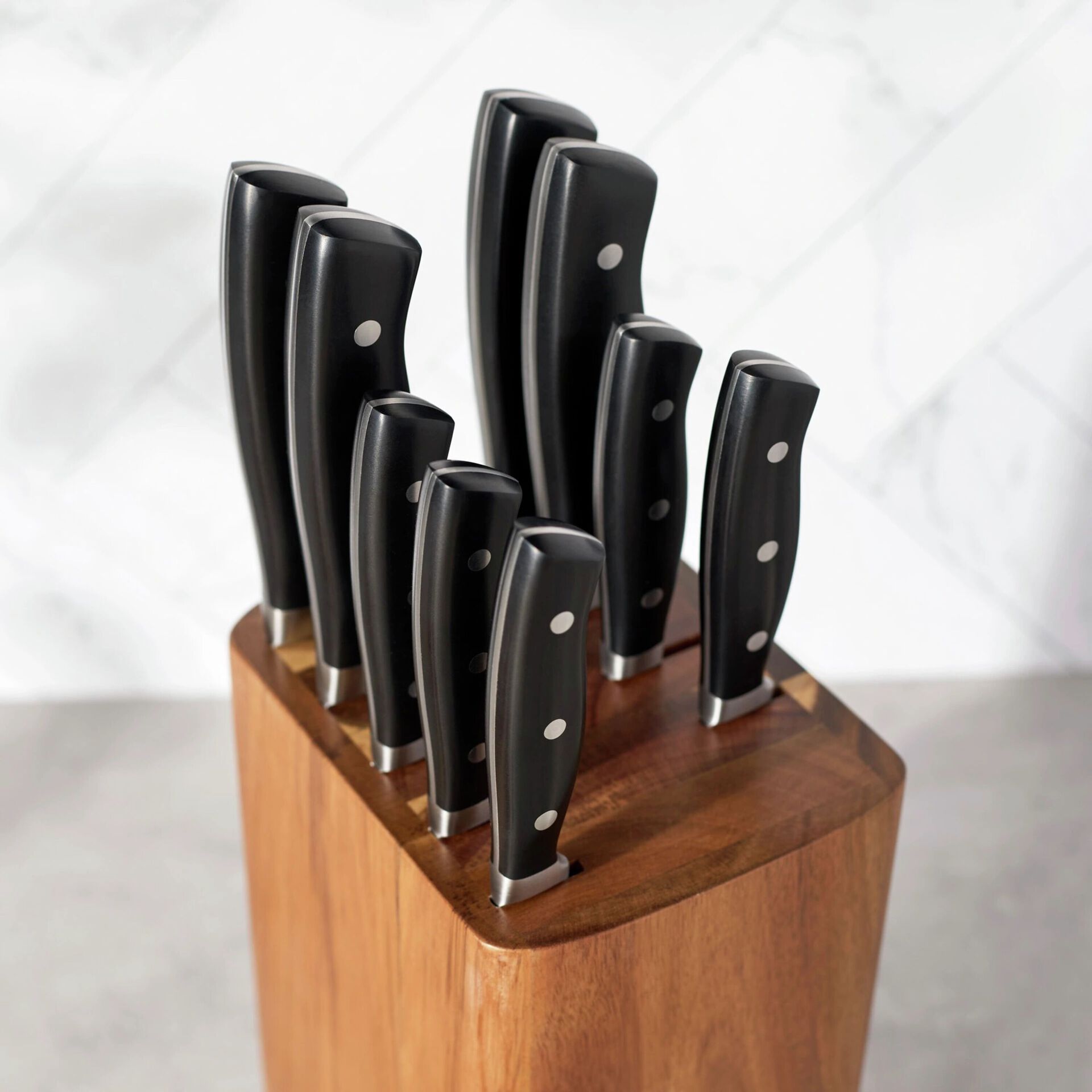10 Piece, Knife block set, black,,large