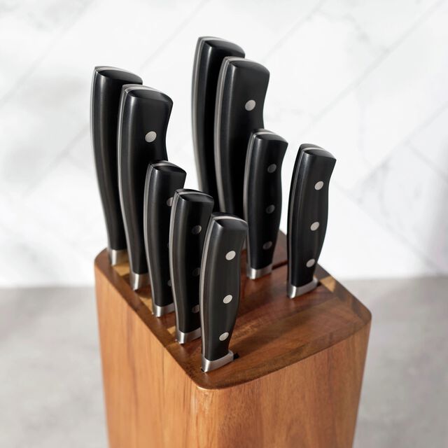10 Piece, Knife block set, black,,large