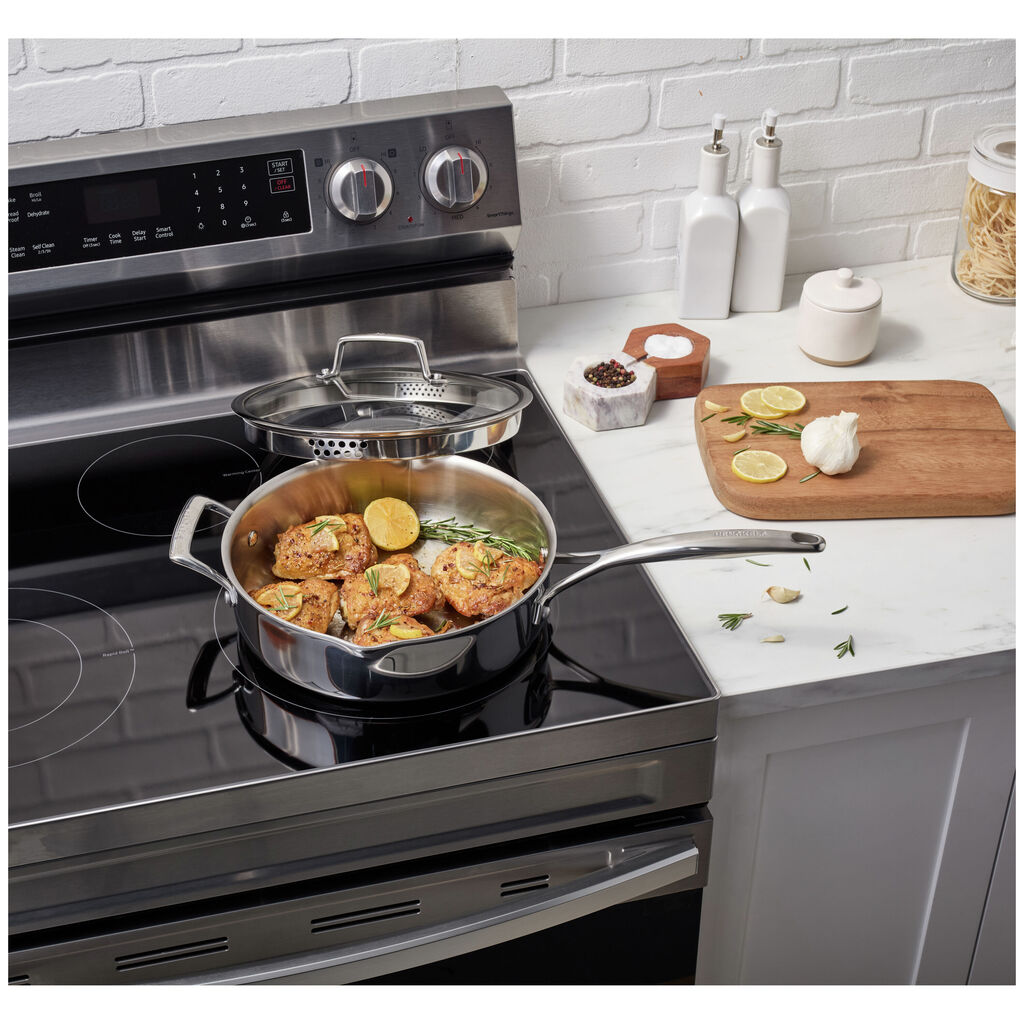4 qt, Stainless Steel, Saute Pan With Lid,,large