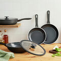 11-inch, Aluminum, Ceramic Nonstick Wok With Lid, Matte Black,,large