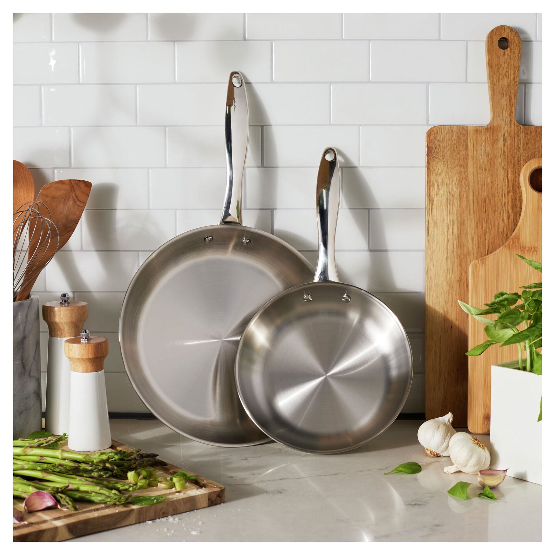 2-pc, Stainless Steel, Frying Pan Set,,large