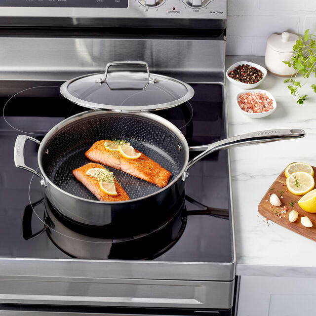 4 qt, Stainless Steel, Hybrid Ceramic Saute Pan With Lid,,large