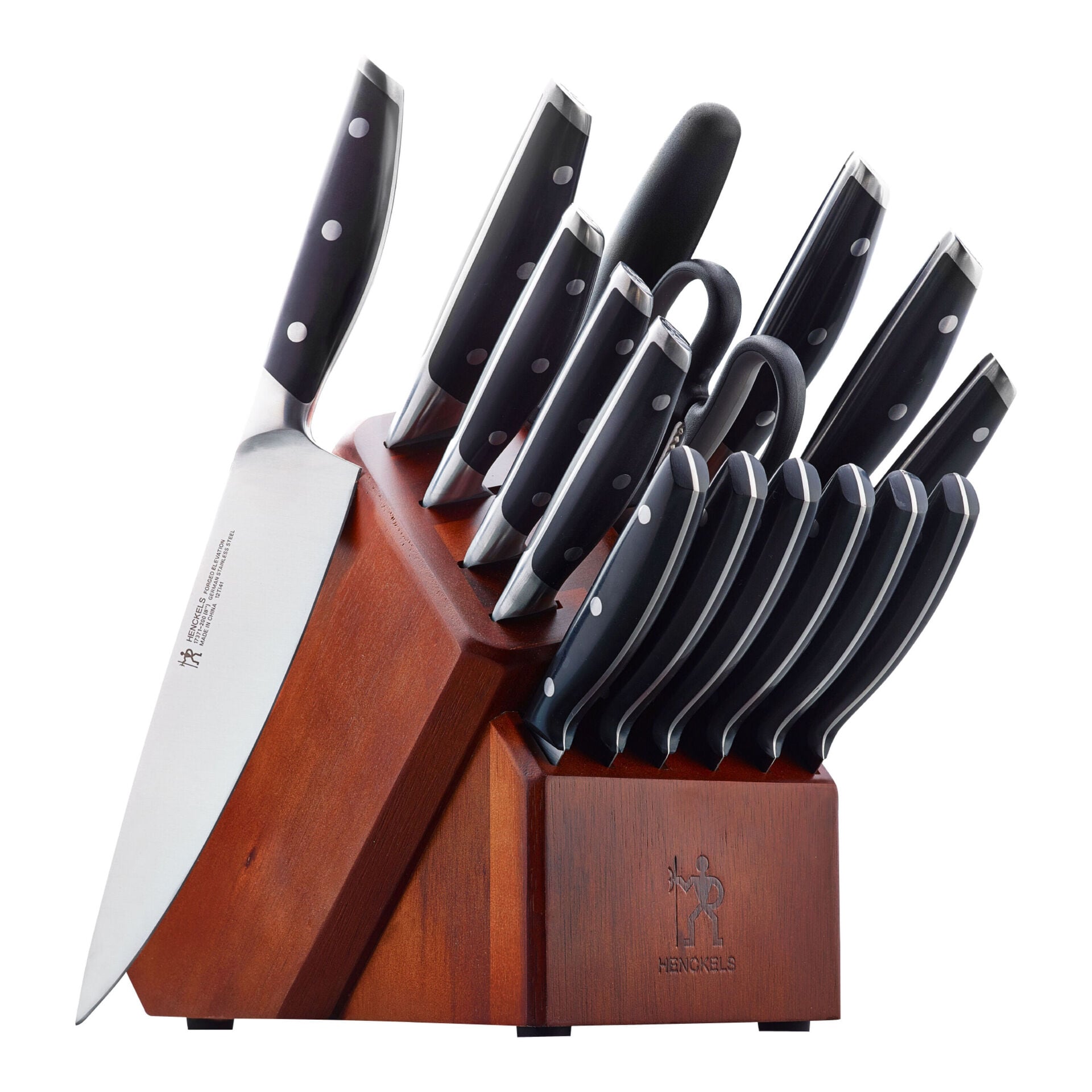 17 Piece, Knife block set, brown,,large