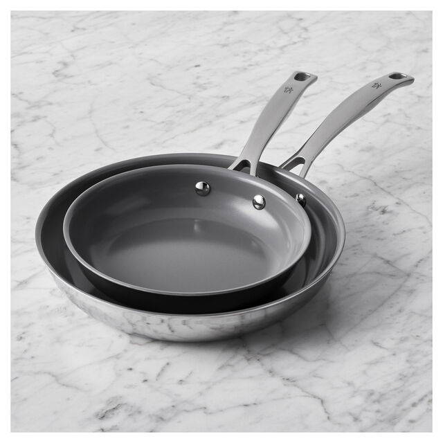 2-pc, Stainless Steel, Ceramic Nonstick Frying Pan Set,,large