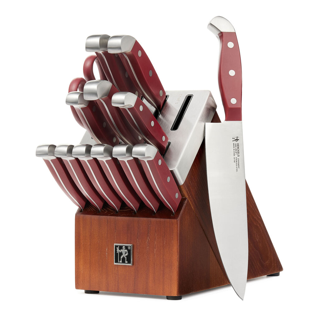 14 Piece, Knife block set, red,,large