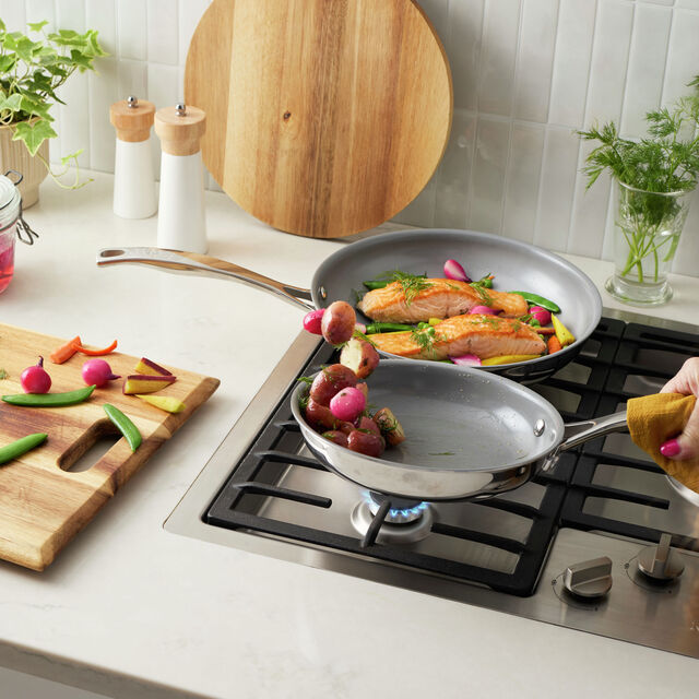 2-pc, Stainless Steel, Ceramic Nonstick Frying Pan Set,,large