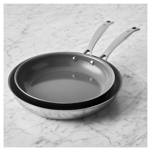 2-pc, Stainless Steel, Ceramic Nonstick Frying Pan Set,,large