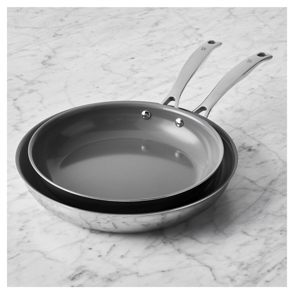 2-pc, Stainless Steel, Ceramic Nonstick Frying Pan Set,,large
