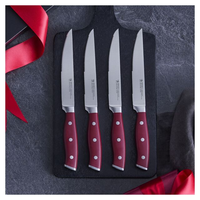 4 Piece, Steak set, red,,large
