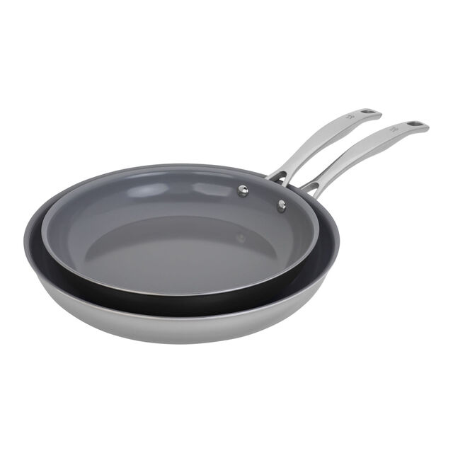 2-pc, Stainless Steel, Ceramic Nonstick Frying Pan Set,,large