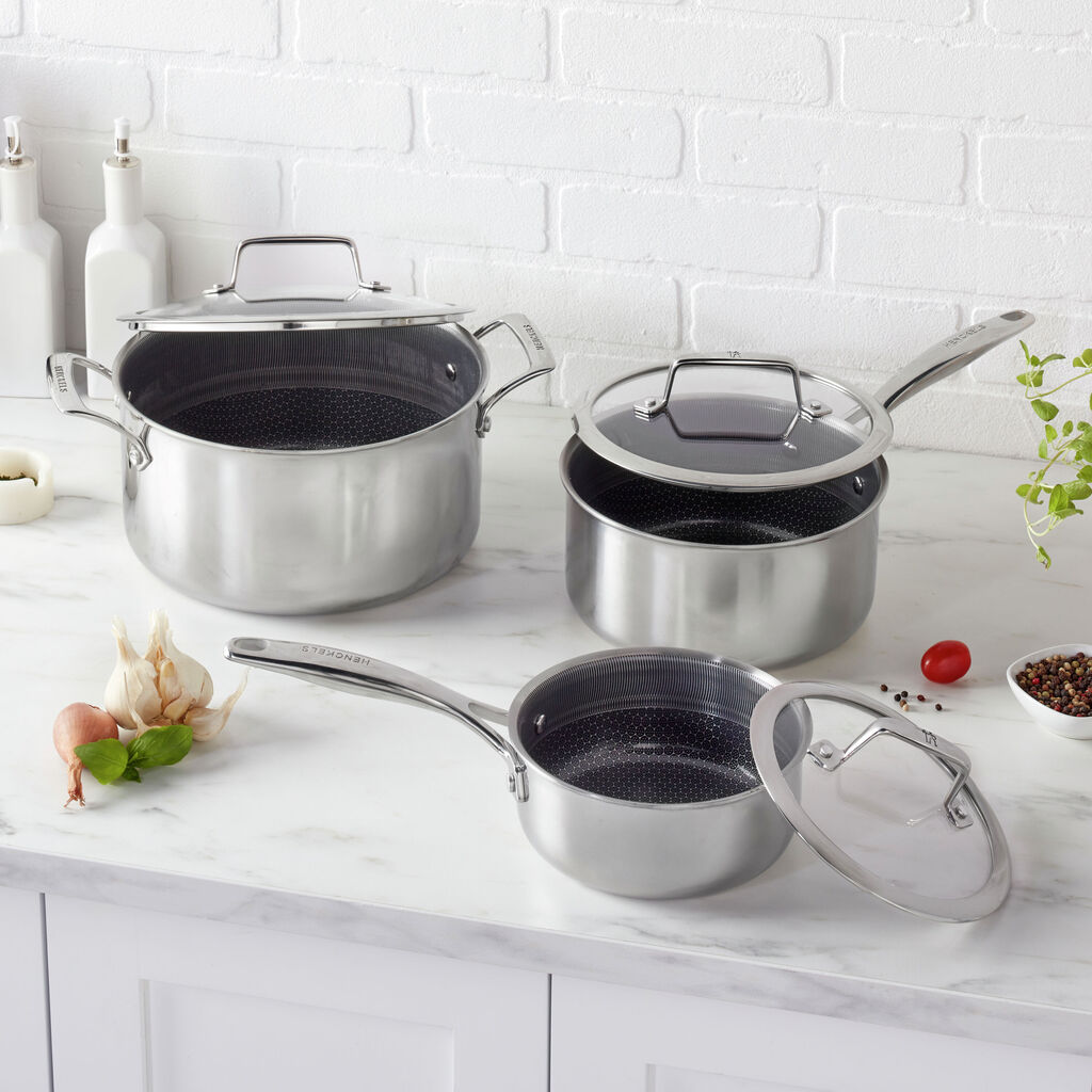6-pc, Stainless Steel, Ceramic Hybrid Pot Set With Lids,,large
