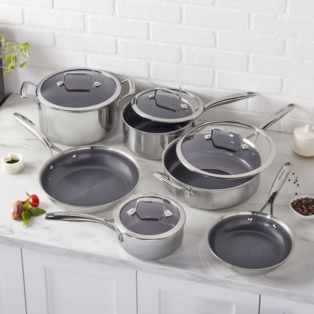 10-pc, Stainless Steel, Ceramic Hybrid Cookware Set,,large