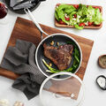 12.00 inch, Stainless Steel, Ceramic Hybrid Frying Pan With Lid,,large