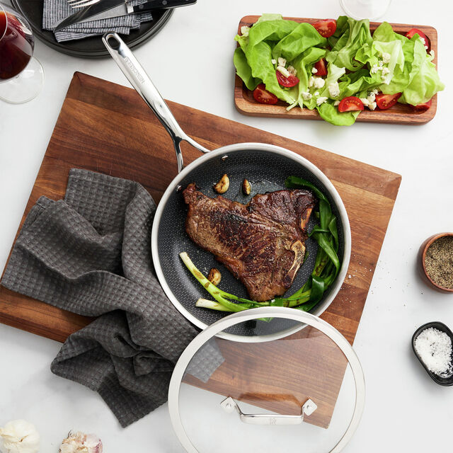 12.00 inch, Stainless Steel, Ceramic Hybrid Frying Pan With Lid,,large