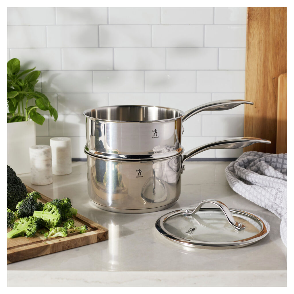 2.5 qt, Stainless Steel, Steamer And Sauce Pan With Lid,,large