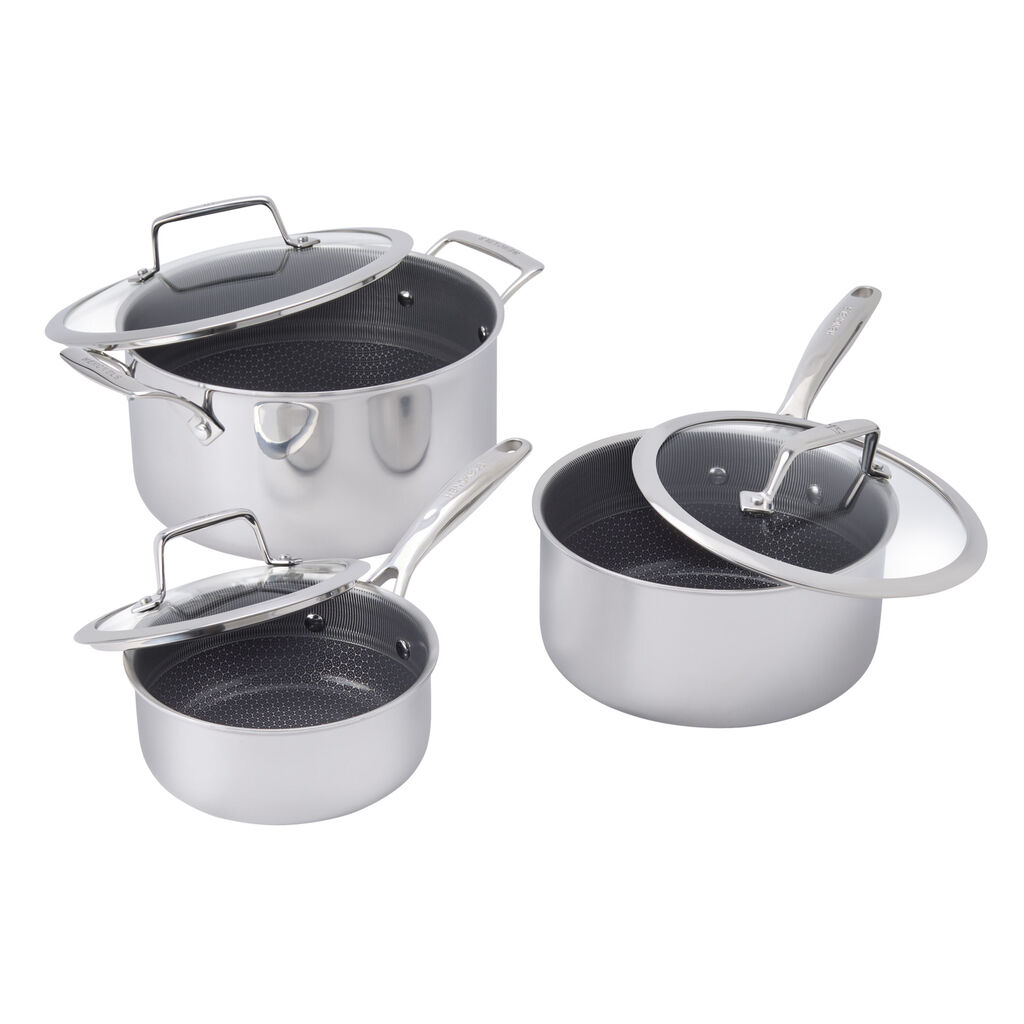 6-pc, Stainless Steel, Ceramic Hybrid Pot Set With Lids,,large