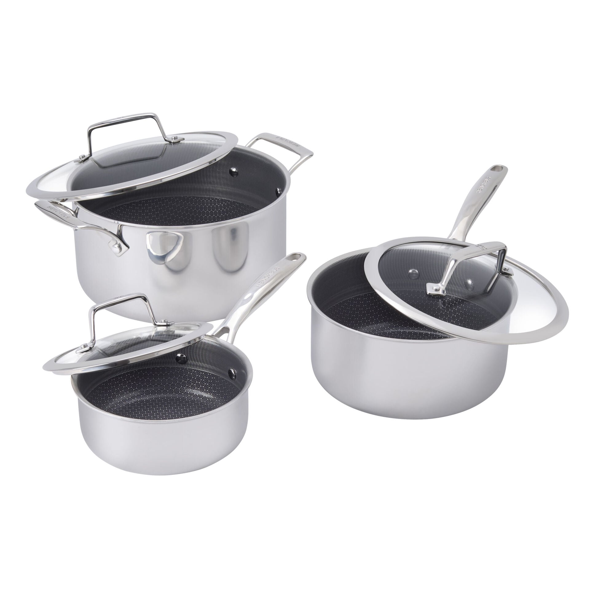 6-pc, Stainless Steel, Ceramic Hybrid Nonstick Pot Set With Lids,,large