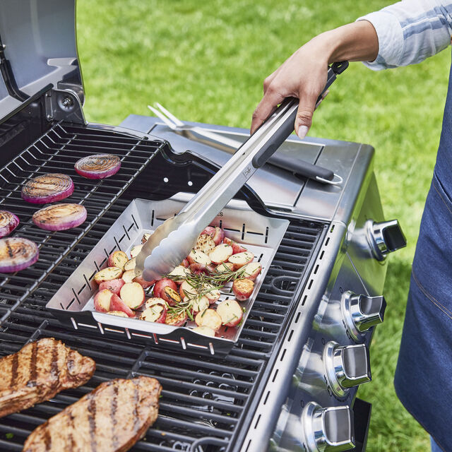 2-pc, Stainless Steel, Grill Topper And Basket Set,,large