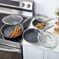 6-pc, Stainless Steel, Ceramic Hybrid Frying Pan Set With Lids,,large