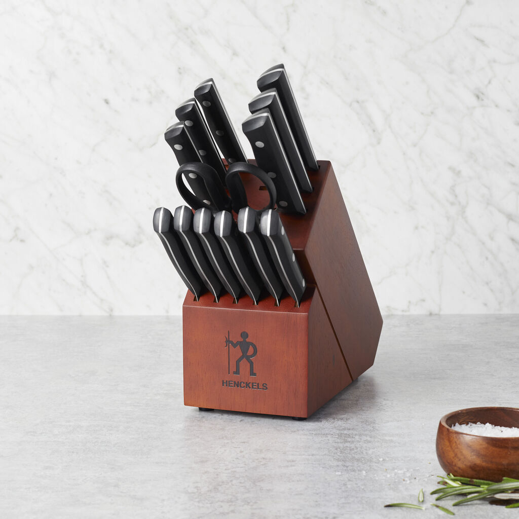 14 Piece, Knife block set, brown,,large