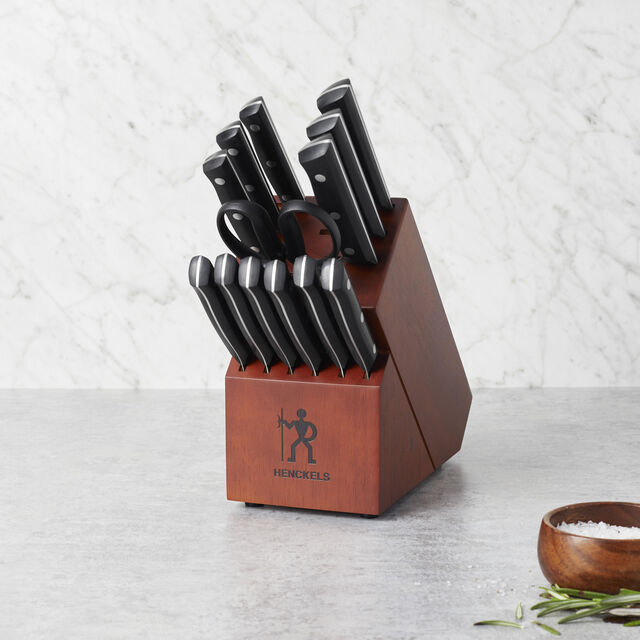 14 Piece, Knife block set, brown,,large