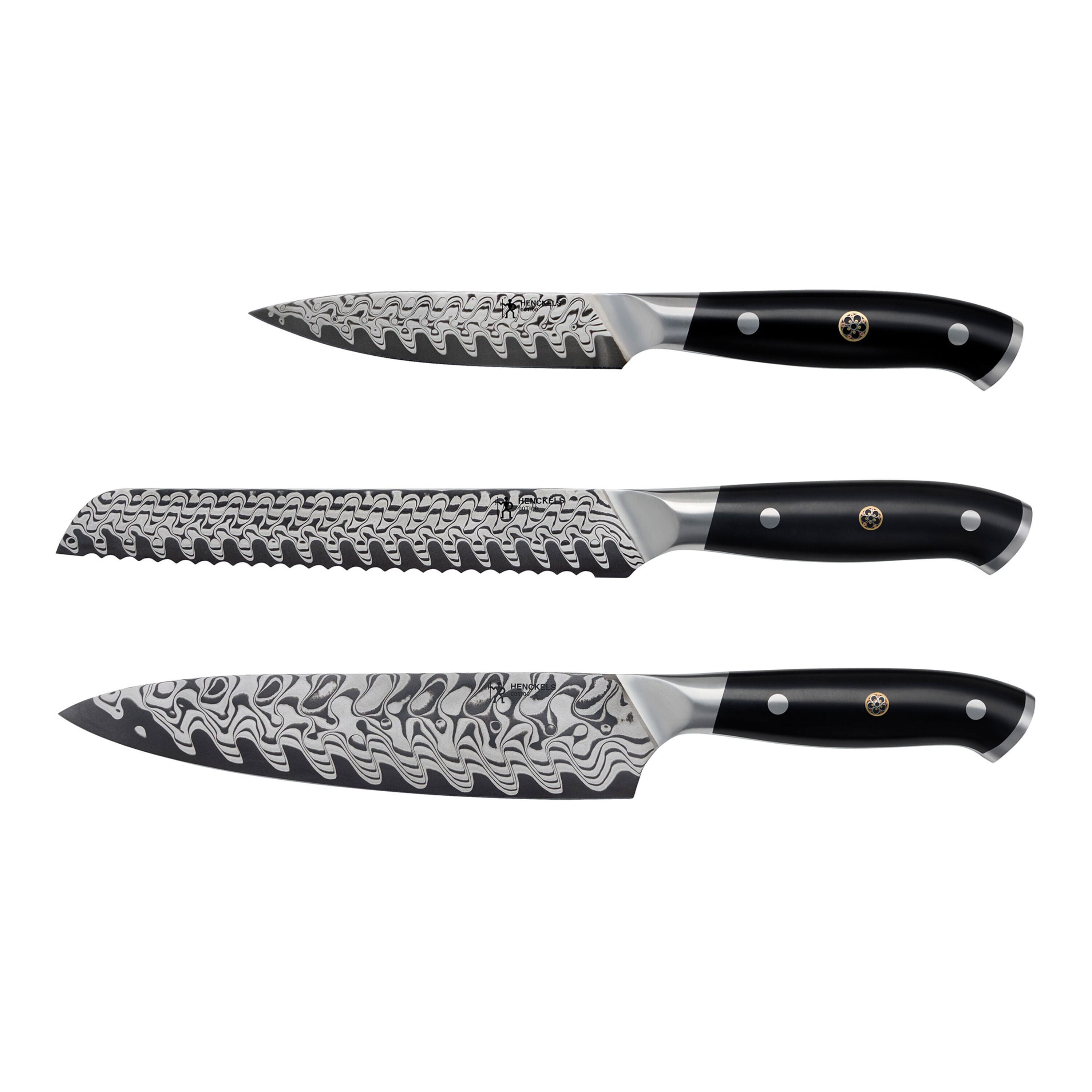 Henckels Compass Damascus 3-Pc Chef Knife Set