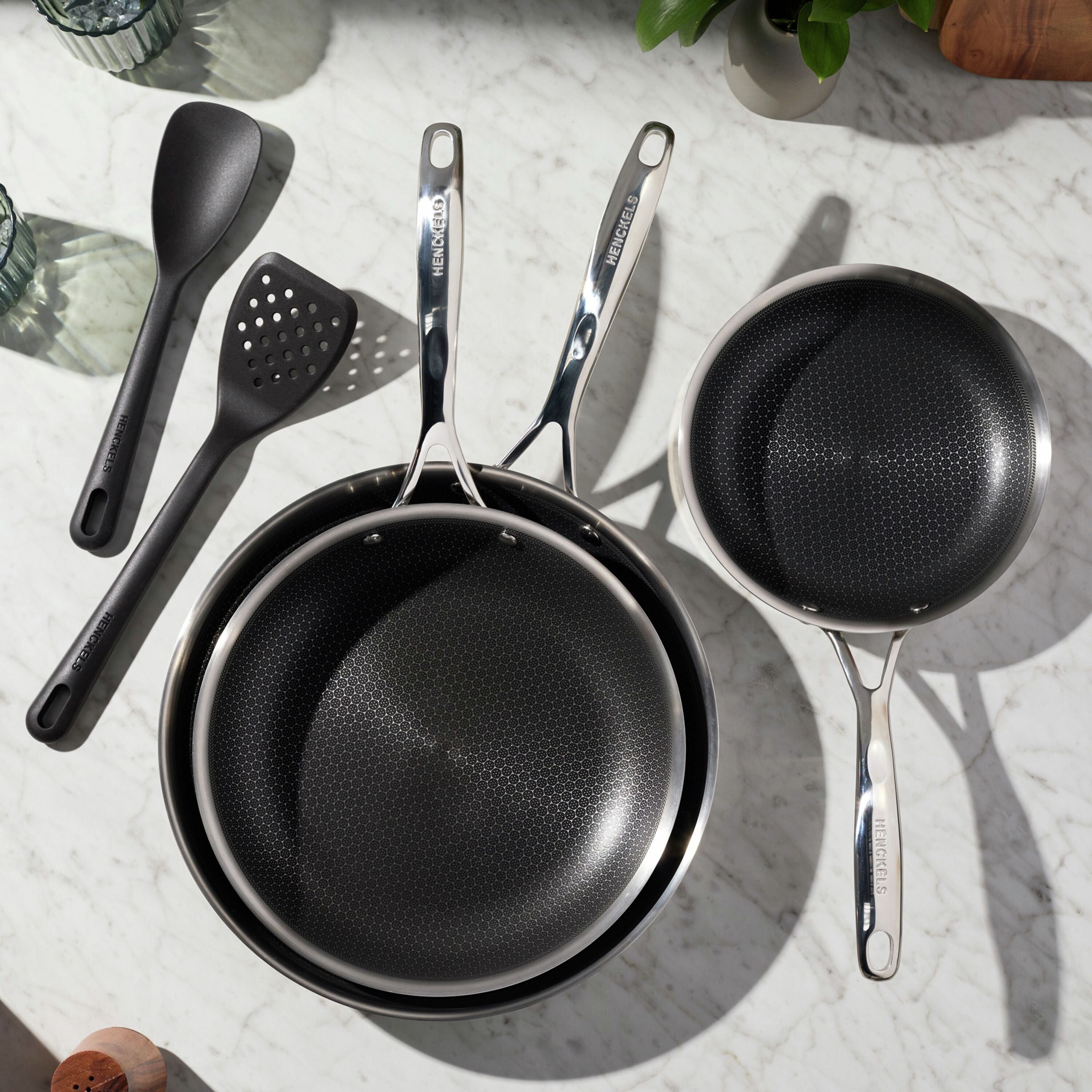 Paradigm 5-pc, Stainless Steel, Hybrid Nonstick Frying Pan Set