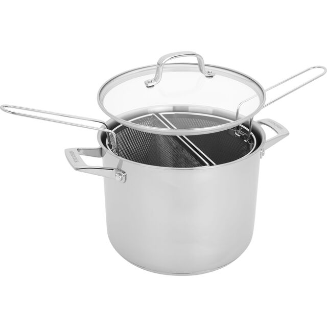 8.45 qt, Stainless Steel, Pasta Pot With Colander Baskets,,large