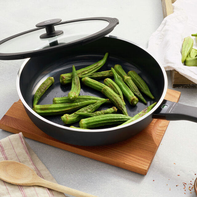 3.9 qt, Aluminum, Ceramic Nonstick Saute Pan With Lid,,large