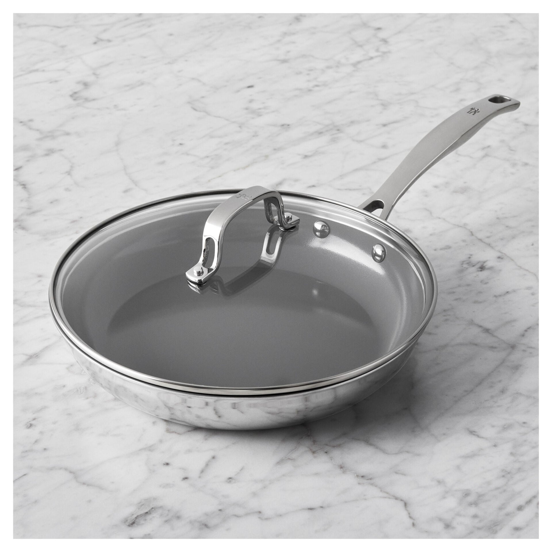 2-pc, Stainless Steel, Ceramic Nonstick Frying Pan With Lid,,large