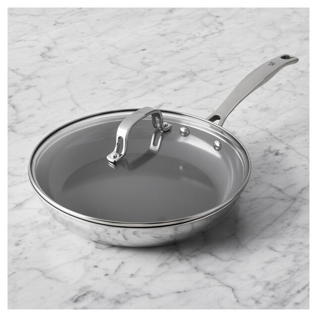 2-pc, Stainless Steel, Ceramic Nonstick Frying Pan With Lid,,large